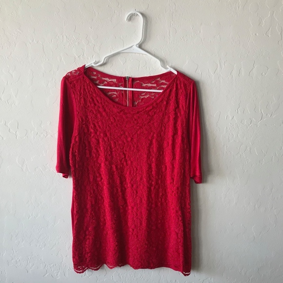RED LACE BLOUSE BY SOHO! NWOT! - Picture 3 of 6